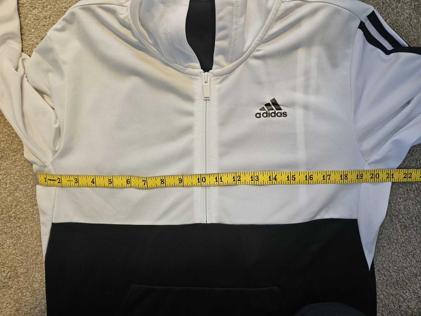 Adidas Full Tracksuit Top & Bottoms Black/White Activewear/Casual - L/Large