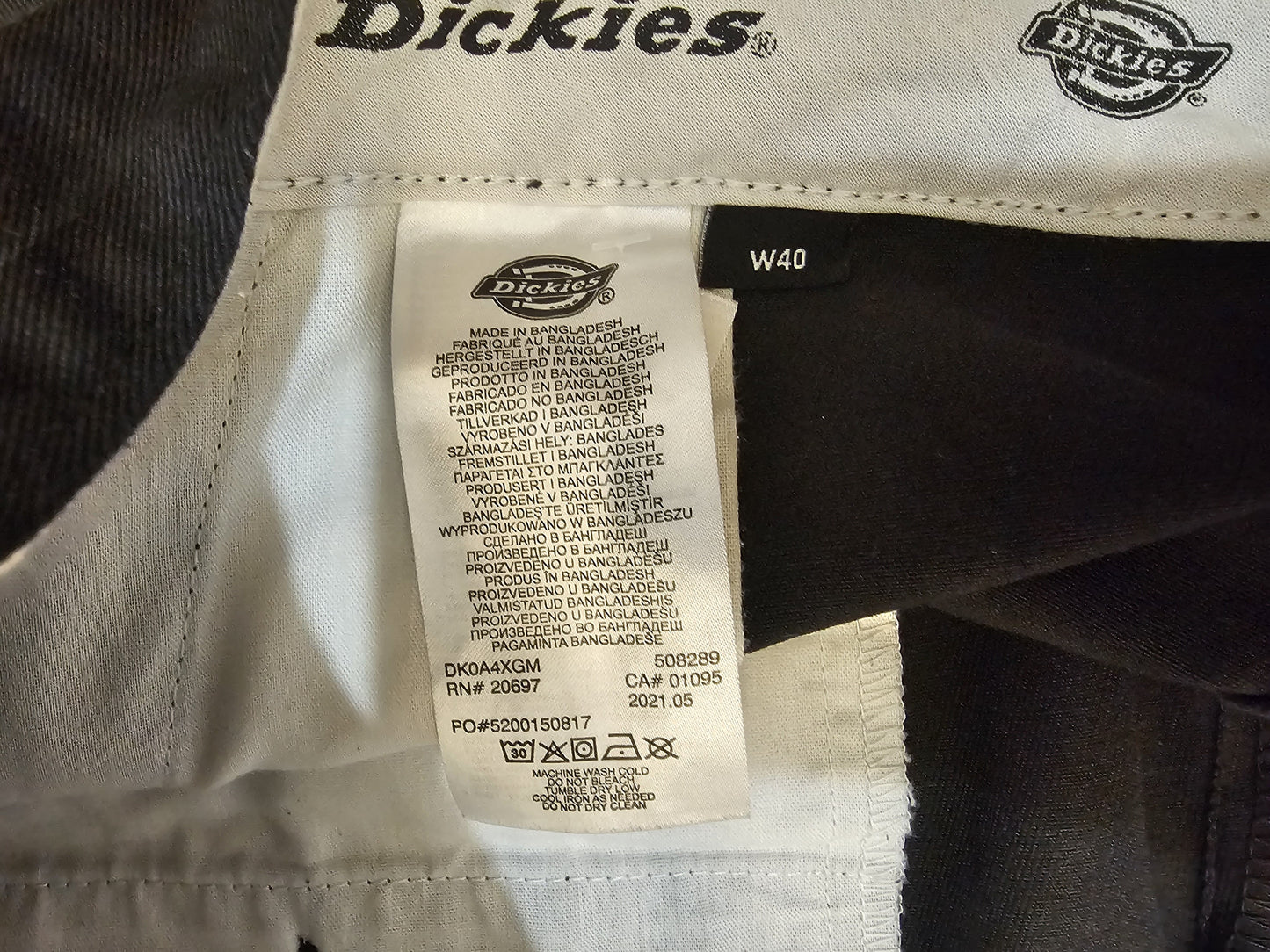 Dickies Classic Black Bettles Work Trousers/Pants - W40/32L