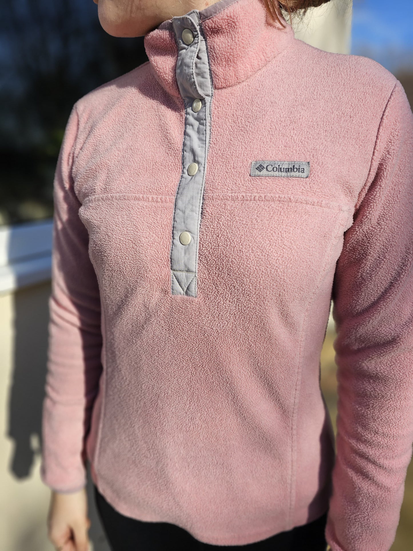 Columbia Pink Half Snap Button Fleece Pullover Jumper - XS/Extra Small