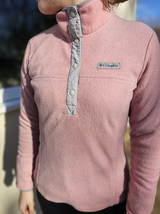 Columbia Pink Half Snap Button Fleece Pullover Jumper - XS/Extra Small