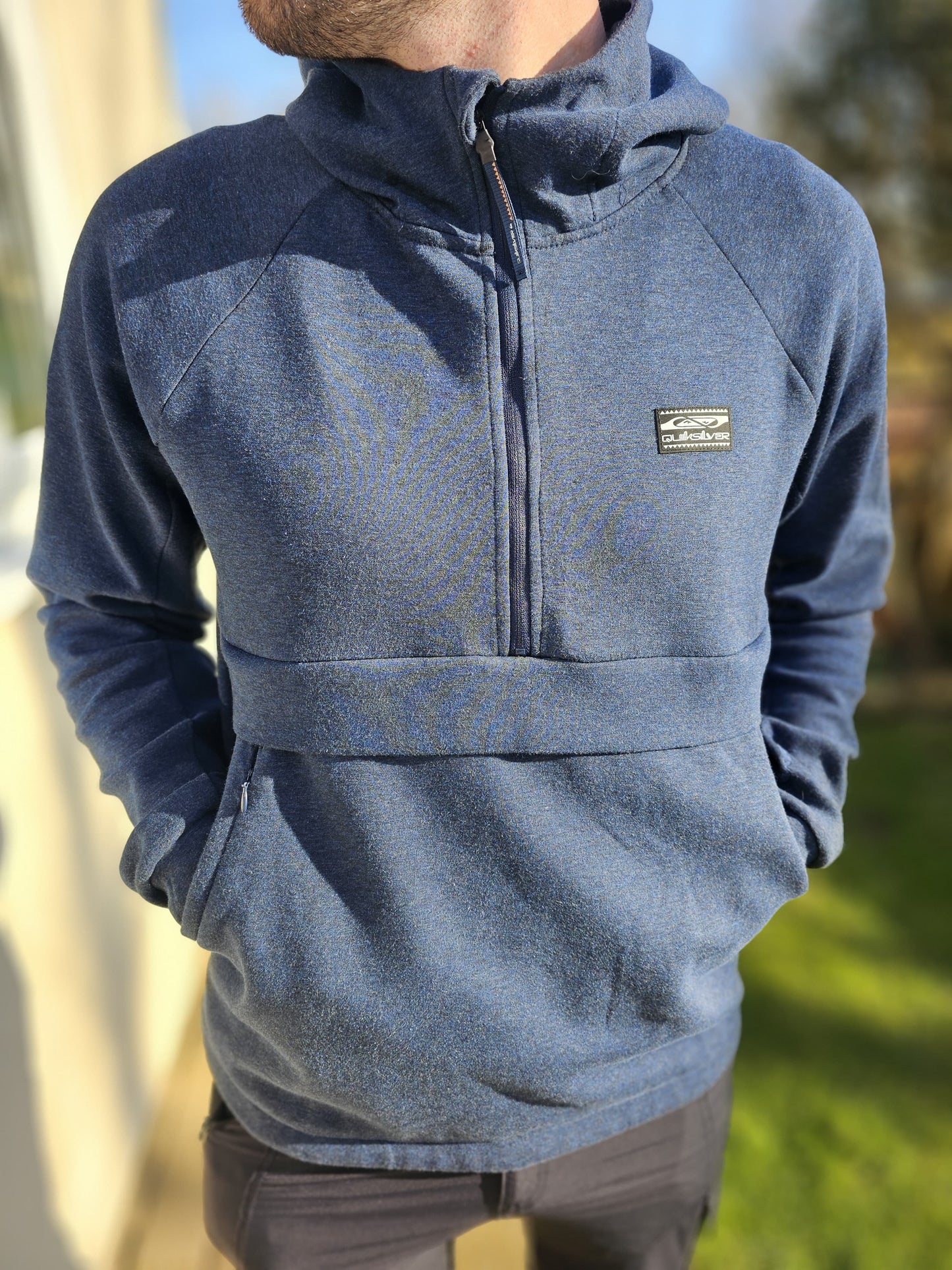 Mens Quiksilver Step Off 1/2 Zip Navy Hoodie Mens -  L/Large