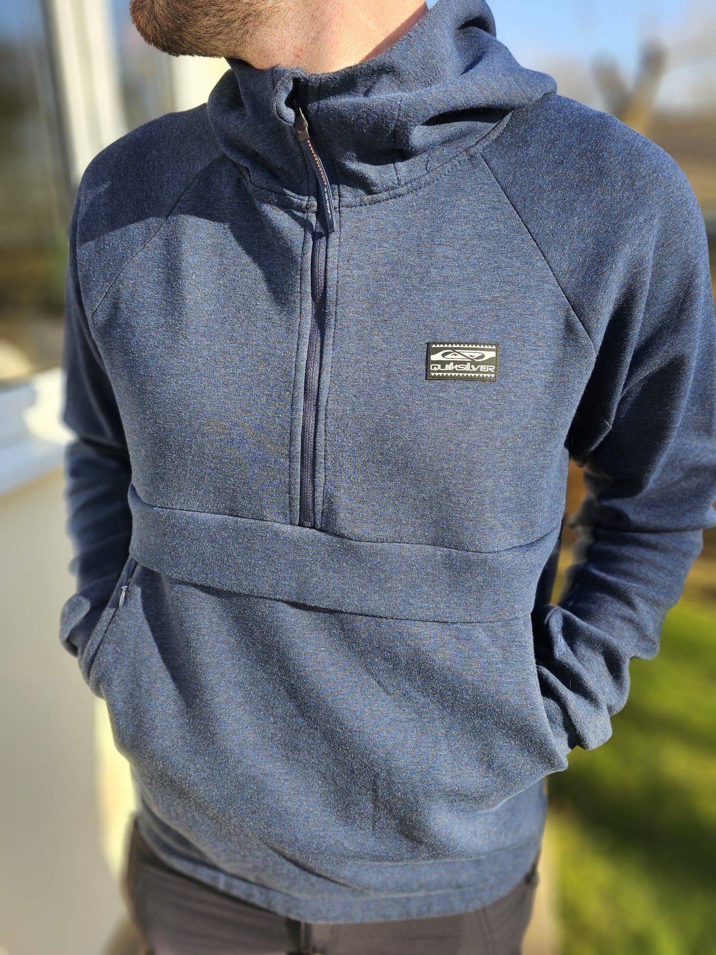 Mens Quiksilver Step Off 1/2 Zip Navy Hoodie Mens -  L/Large