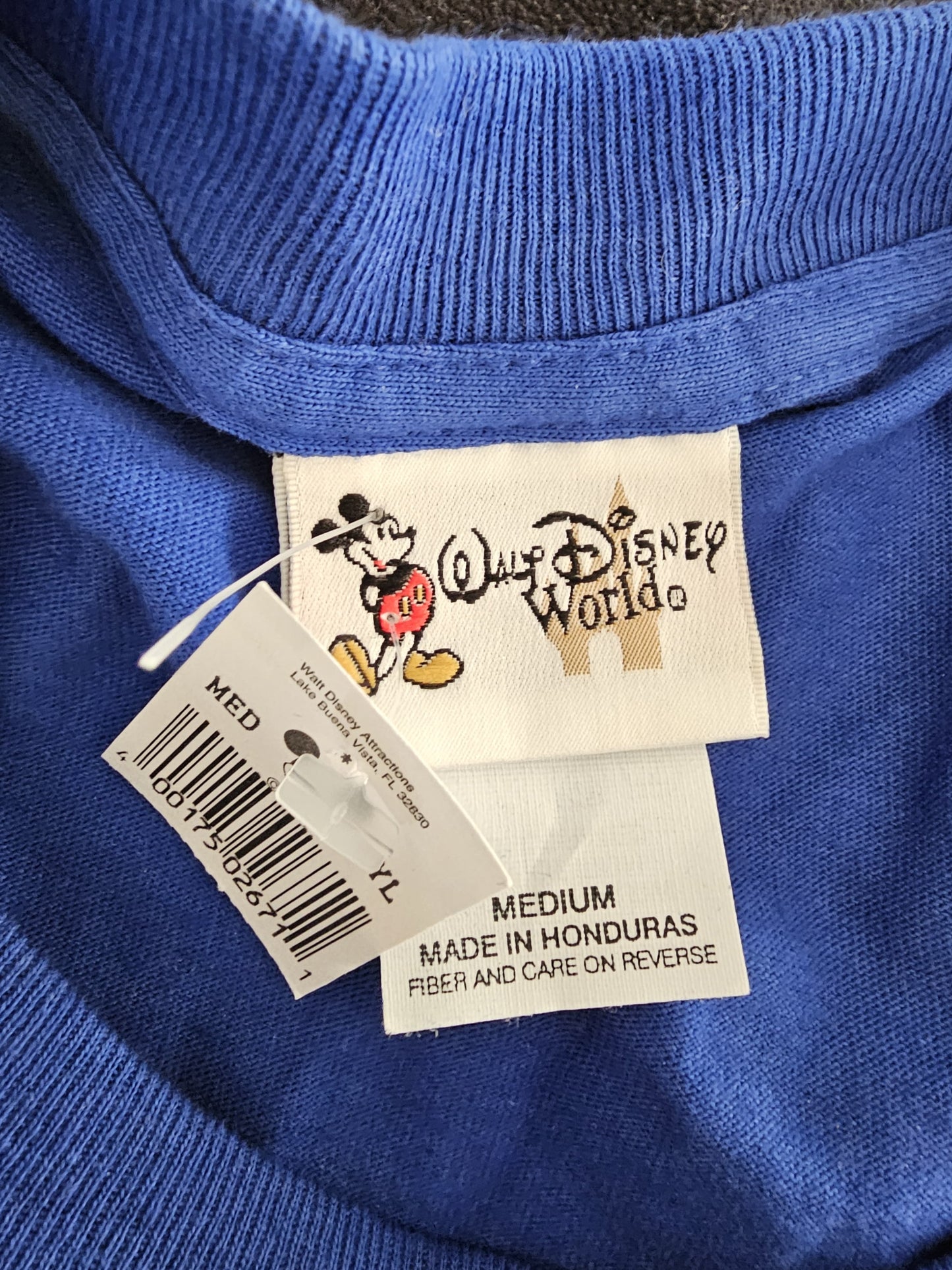 Genuine Walt Disney World Blue Mickey Mouse Short Sleeve T-Shirt -  NWT - M/Medium