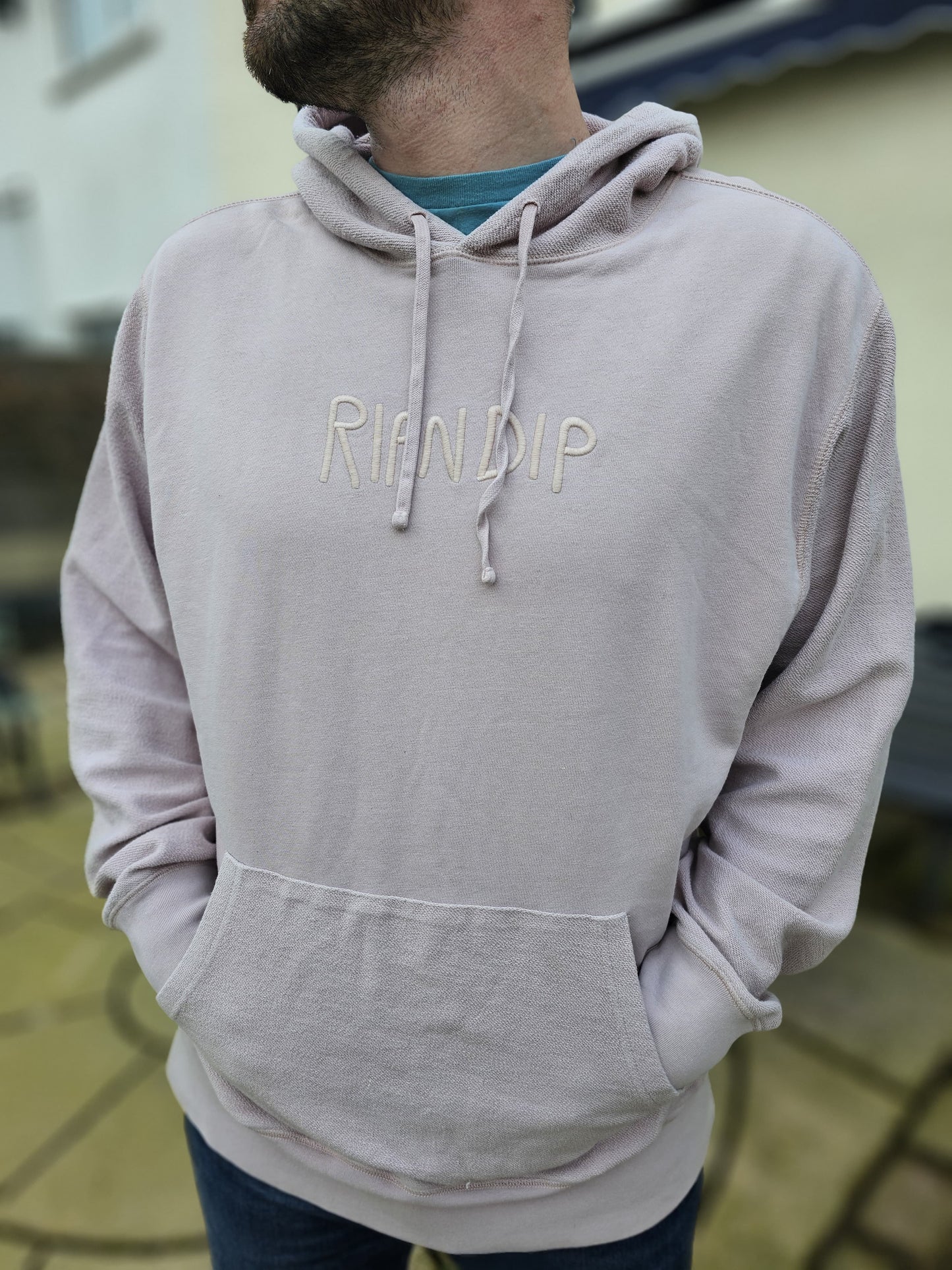 Awesome Off Pink Oversize Embroidered RipnDip Pullover Hoodie L/Large