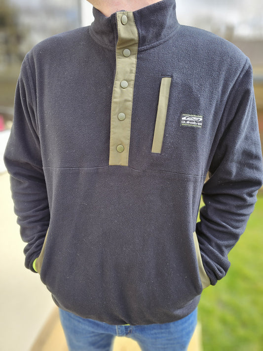 Quiksilver Pullover Fleece Jumper Button Up Ski Snowboard - L/G/G/Large**