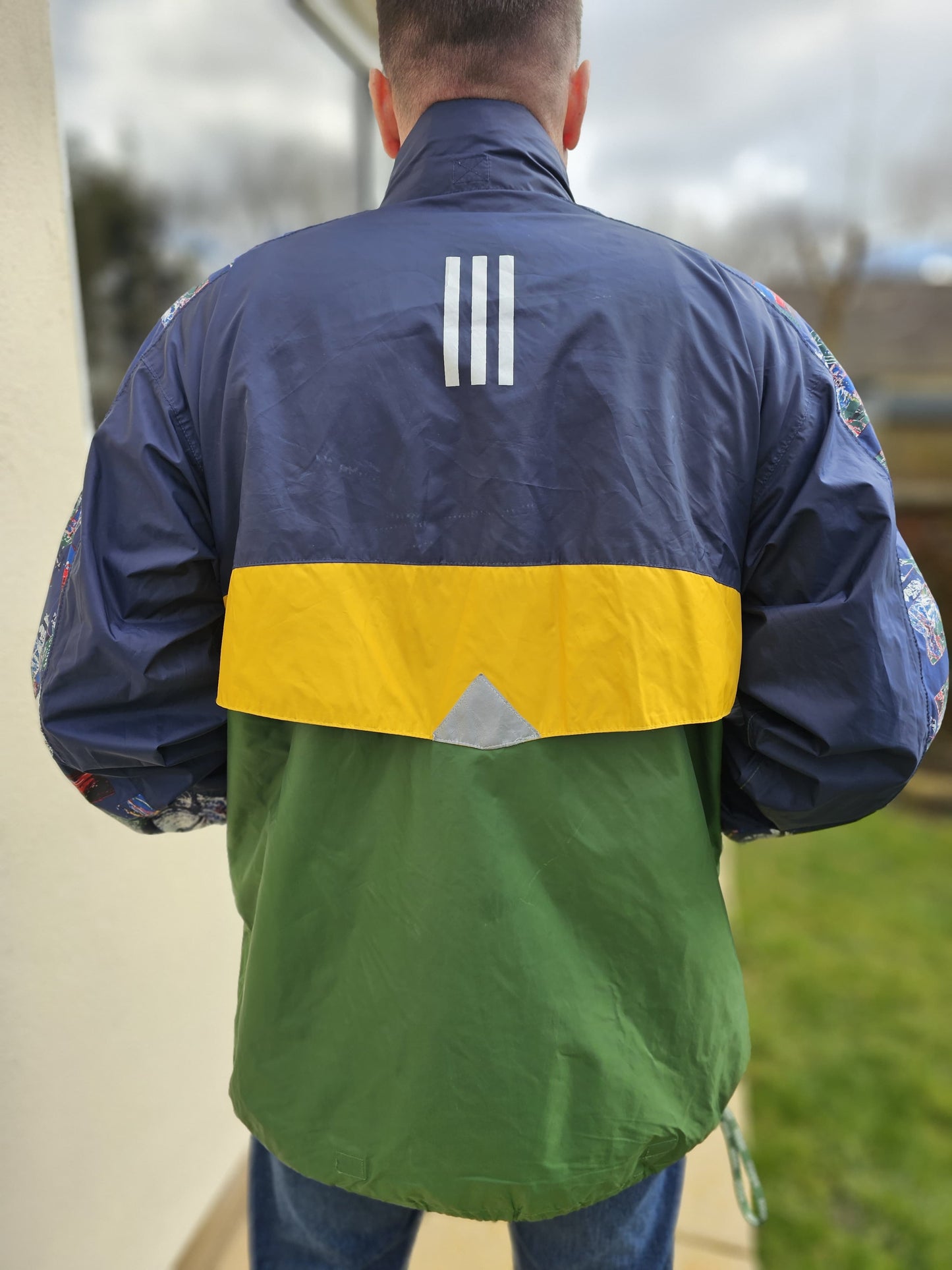Vintage Adidas Windbreaker Jacket Packable Bum Bag 90s 46/48 XL**