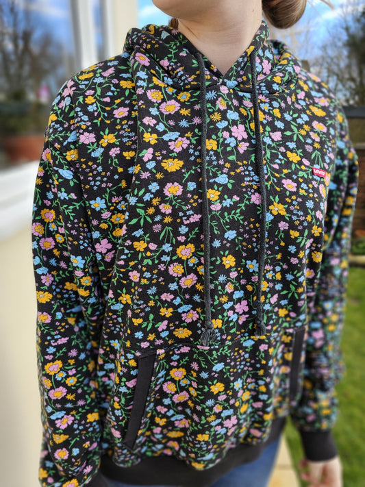Levi's Grey Pullover Floral/Flowers Hoodie - M/Medium