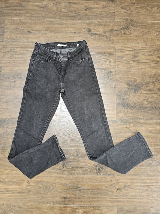 Levi's Womens Black Jeans Mid Rise Skinny Fit 4M W26/30L