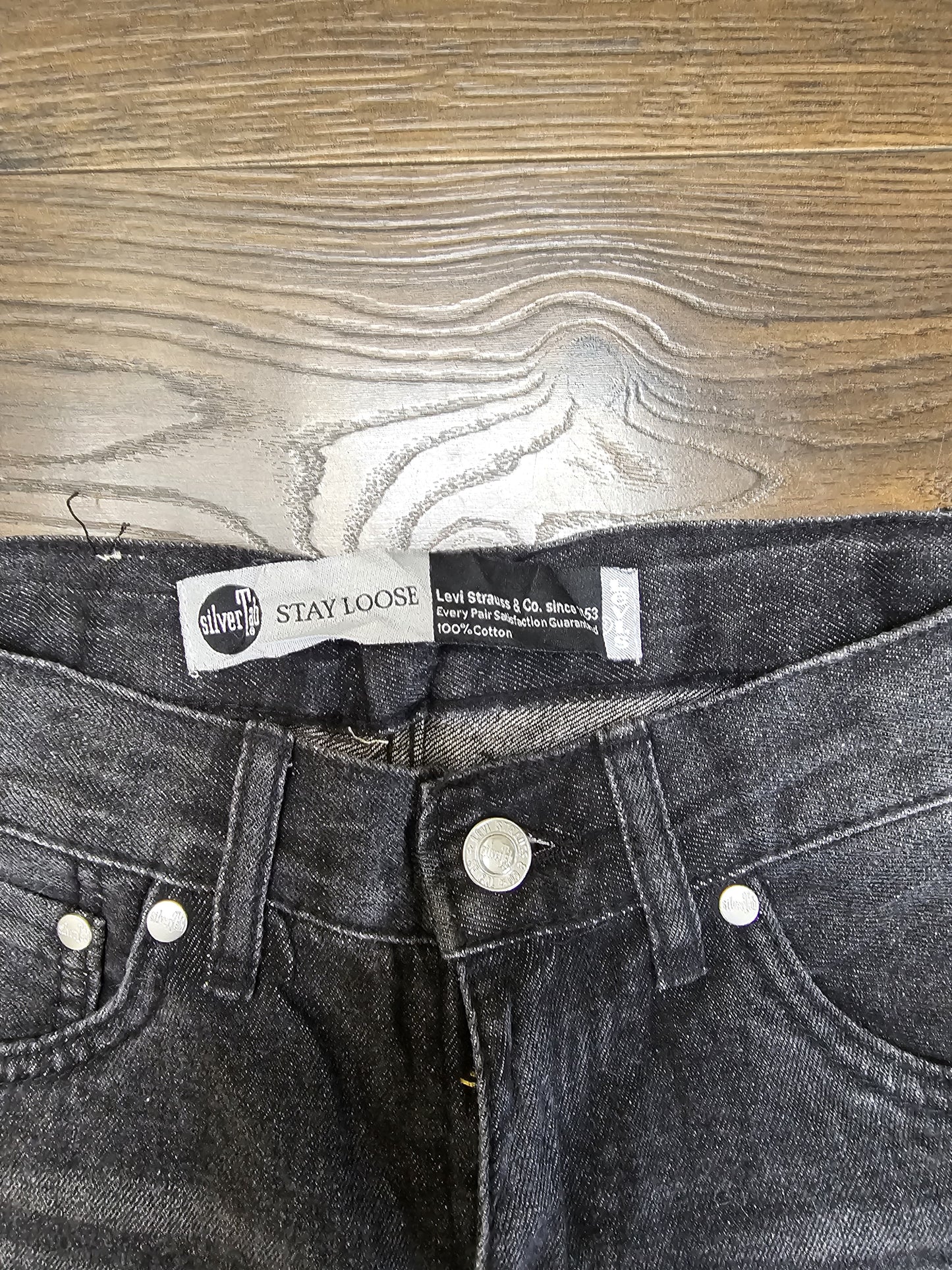 Levi's Vintage Silver Tabs Womens Black Fit 10 REG W26/25L Denim Trousers