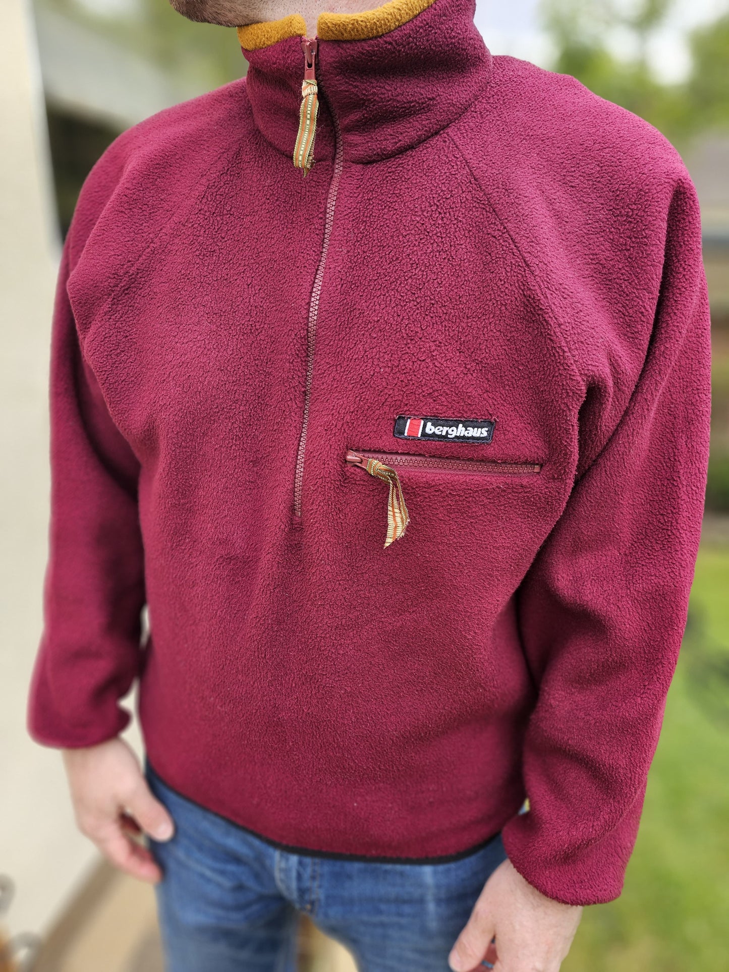 Vintage Berghaus 1/2 Zip Fleece Pullover- Burgundy - L/Large