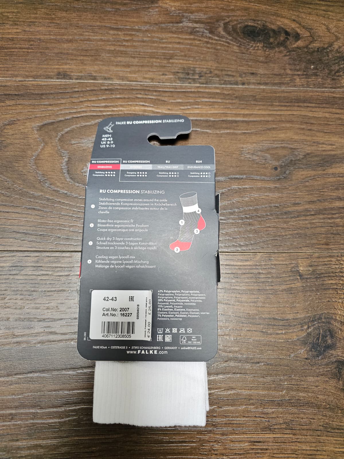 Mens FALKE Running RU Compression Socks Activewear - UK-8-9 EU-42/43