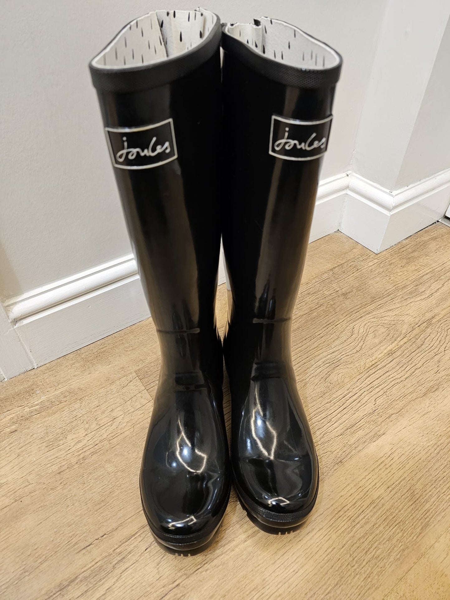 Joules Field Welly Gloss Black Wellington Boots  UK 8 / US 10 / EU 42 RRP 59.95