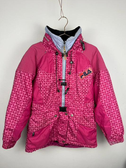 Fila Womens Vintage 90's Full Zip Thermal Hooded Ski/Snowboarding Coat/Jacket L