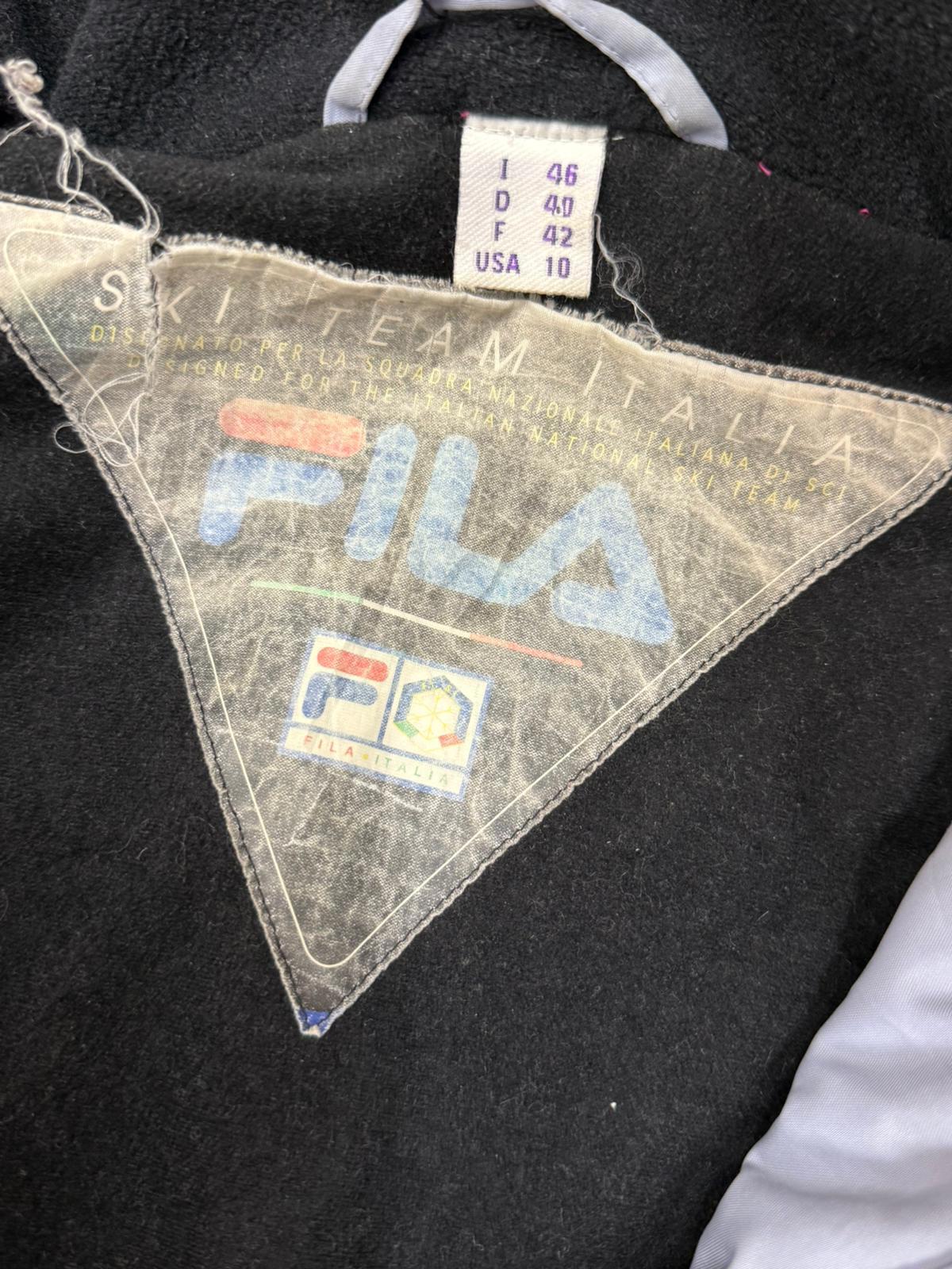 Fila Womens Vintage 90's Full Zip Thermal Hooded Ski/Snowboarding Coat/Jacket L