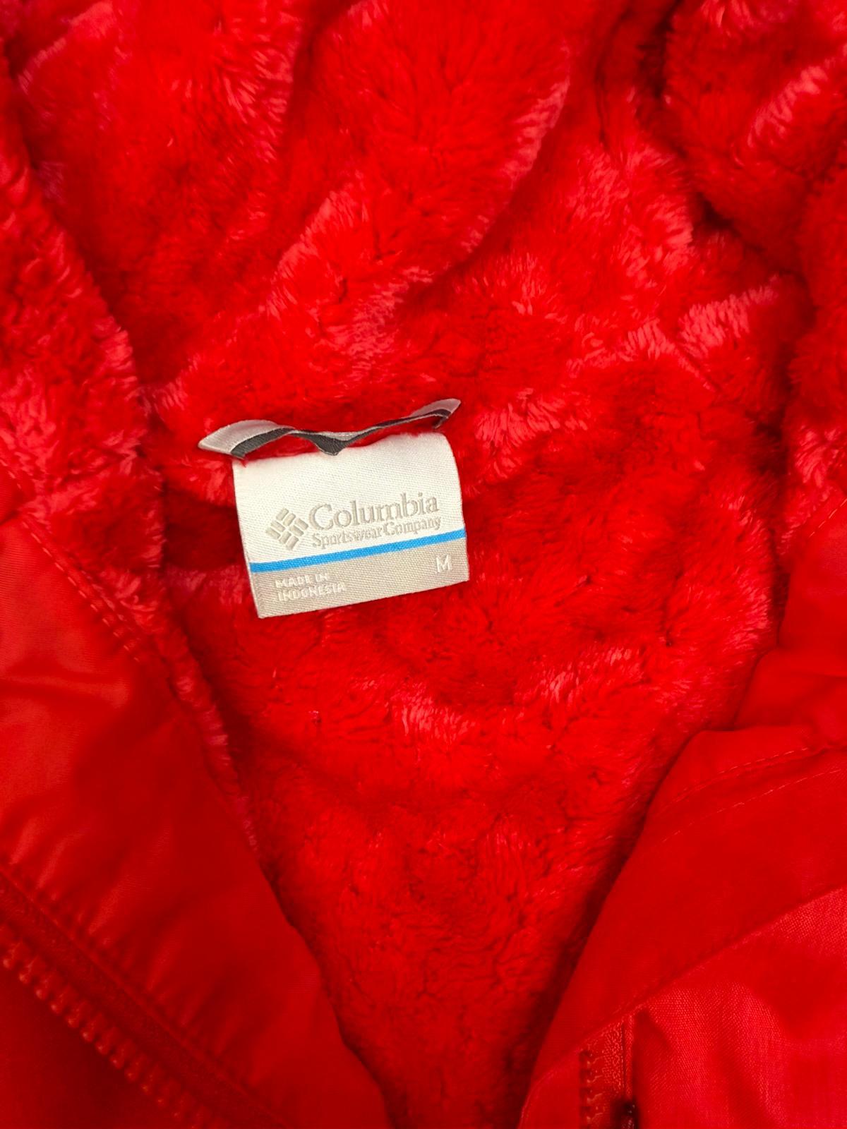 Columbia Womens Fleece/Fluffy Lined Full Zip Hooded Jacket - M/Medium - Red