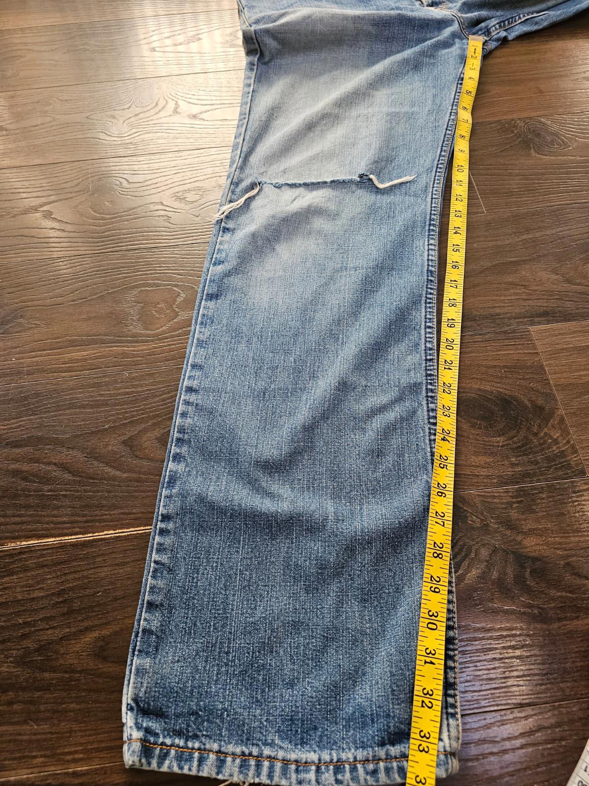 Levi's Mens Y2K Blue Ripped Jeans 528 Straight Fit - W36/34L Denim Trousers Bottoms