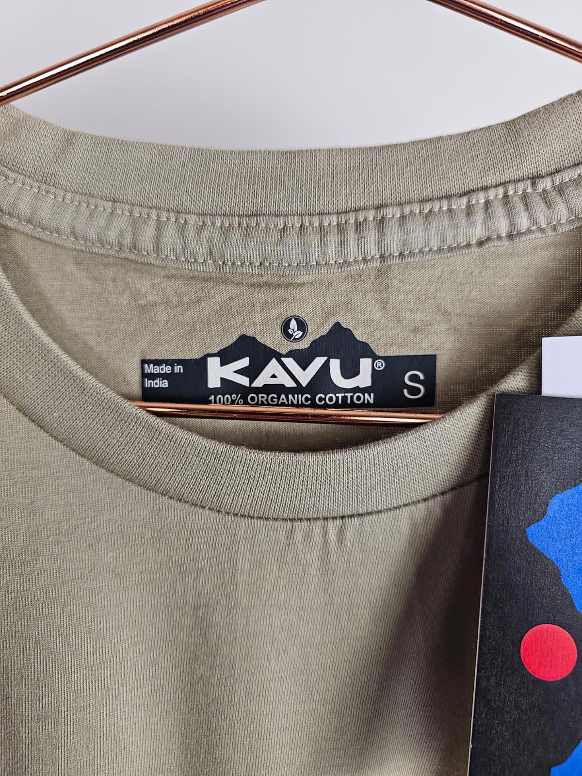 KAVU Mens Long Sleeve Big Print Puzzle Top/T-Shirt - S/Small - Beige