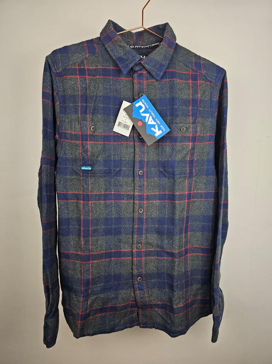 KAVU Mens Long Sleeve Button Up Flannel Style Check Shirt - S/Small