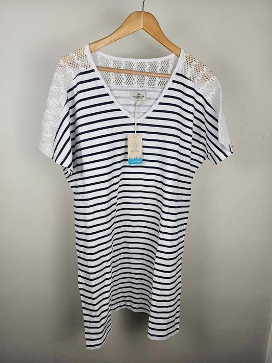 Passenger Womens Oversized Cotton Striped T-Shirt Dress - XL/Extra Large