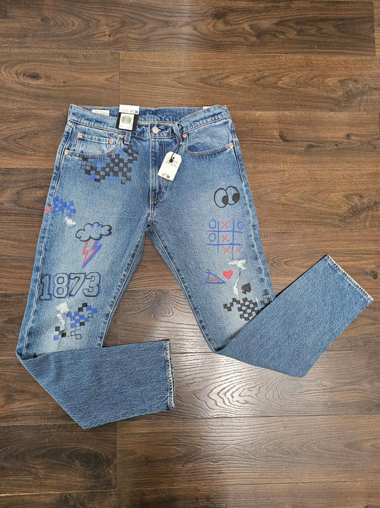Levi's Mens Blue Jeans 512 Slim Taper Fit - 1873 W32/32L Denim Trousers Bottoms
