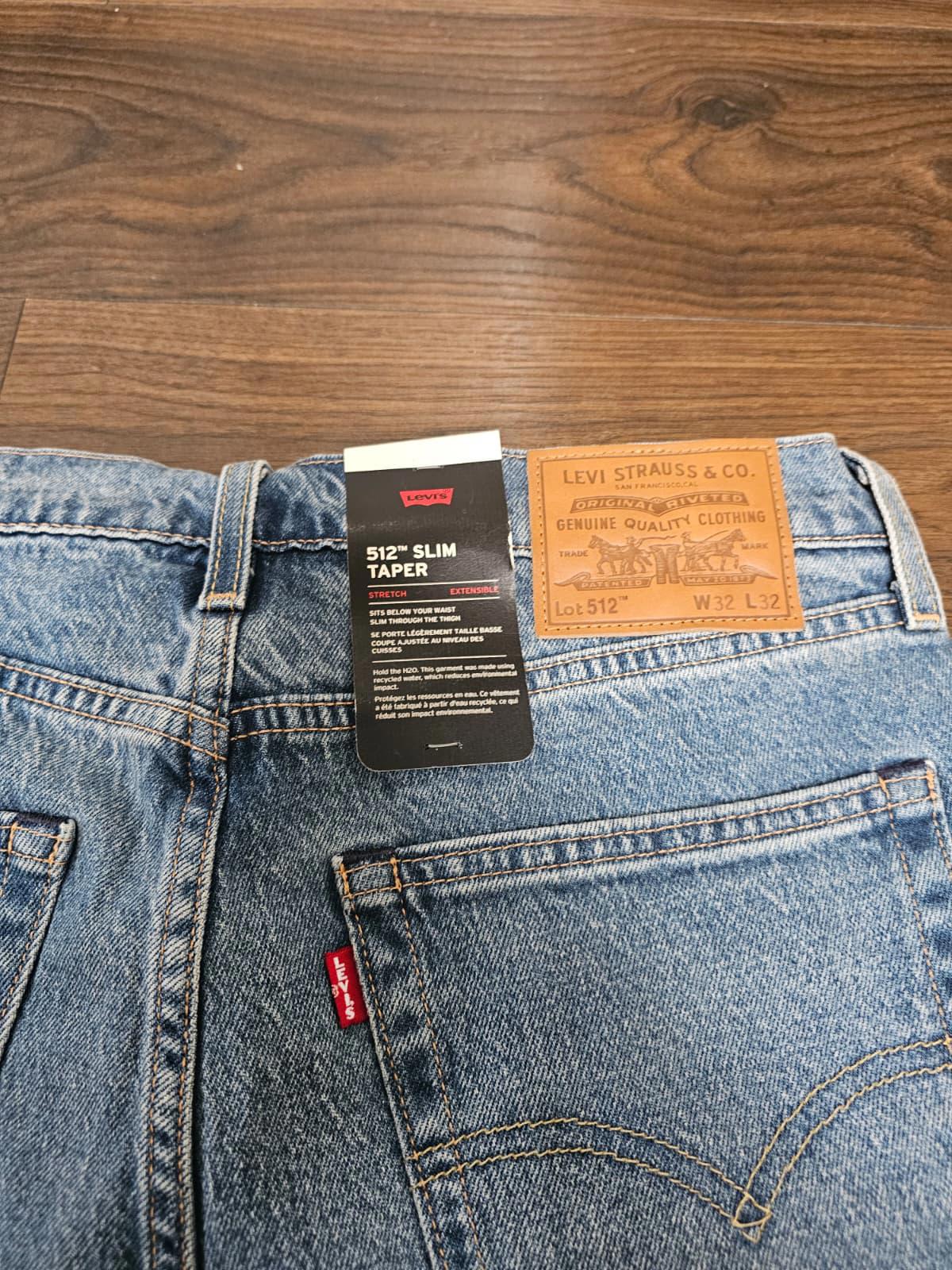 Levi's Mens Blue Jeans 512 Slim Taper Fit - 1873 W32/32L Denim Trousers Bottoms