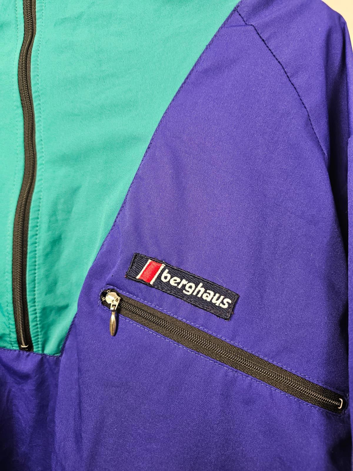Berghaus Vintage Pullover 1/2 Zip Windbreaker Jacket - M/Medium - Blue/Green 90s