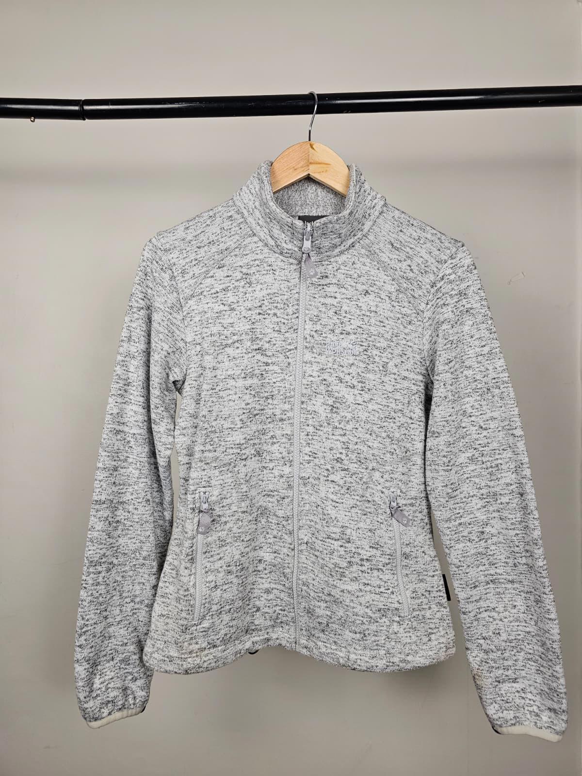 Jack Wolfskin Nanuk Womens Full Zip Knitted Style Fleece Jacket - UK 12 - Grey M