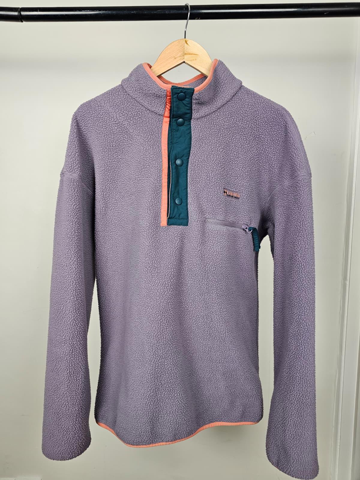 Columbia Mens Pullover Snap Button Fleece Jumper - M/Medium - Granite Purple