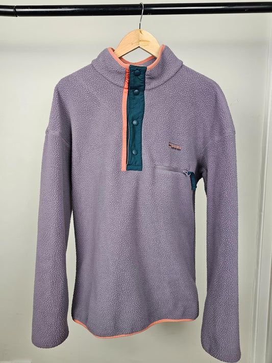Columbia Mens Pullover Snap Button Fleece Jumper - M/Medium - Granite Purple