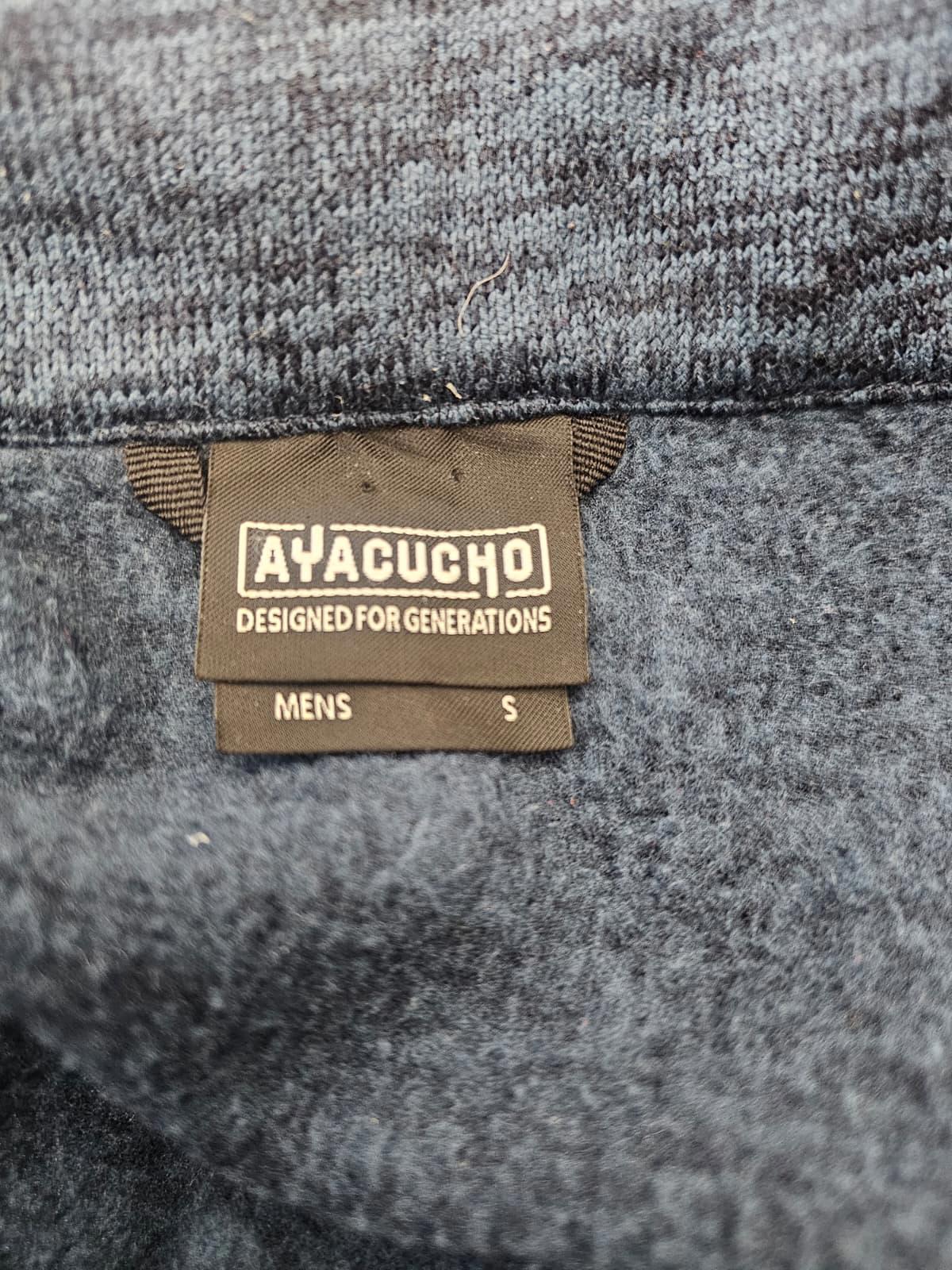 Ayacucho Mens Full Zip Knitted Style Fleece Jacket - S/Small - Navy Marl