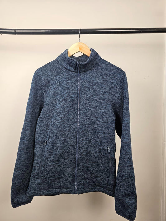 Ayacucho Mens Full Zip Knitted Style Fleece Jacket - S/Small - Navy Marl