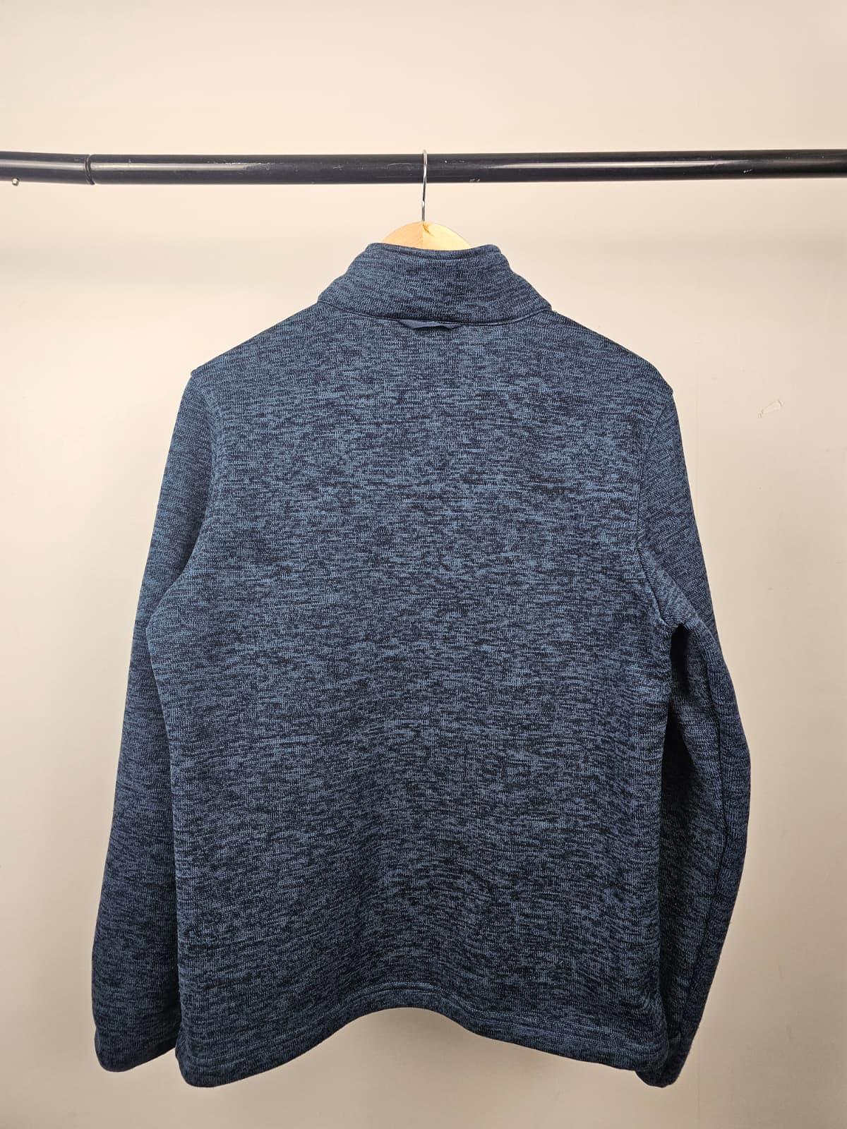 Ayacucho Mens Full Zip Knitted Style Fleece Jacket - S/Small - Navy Marl