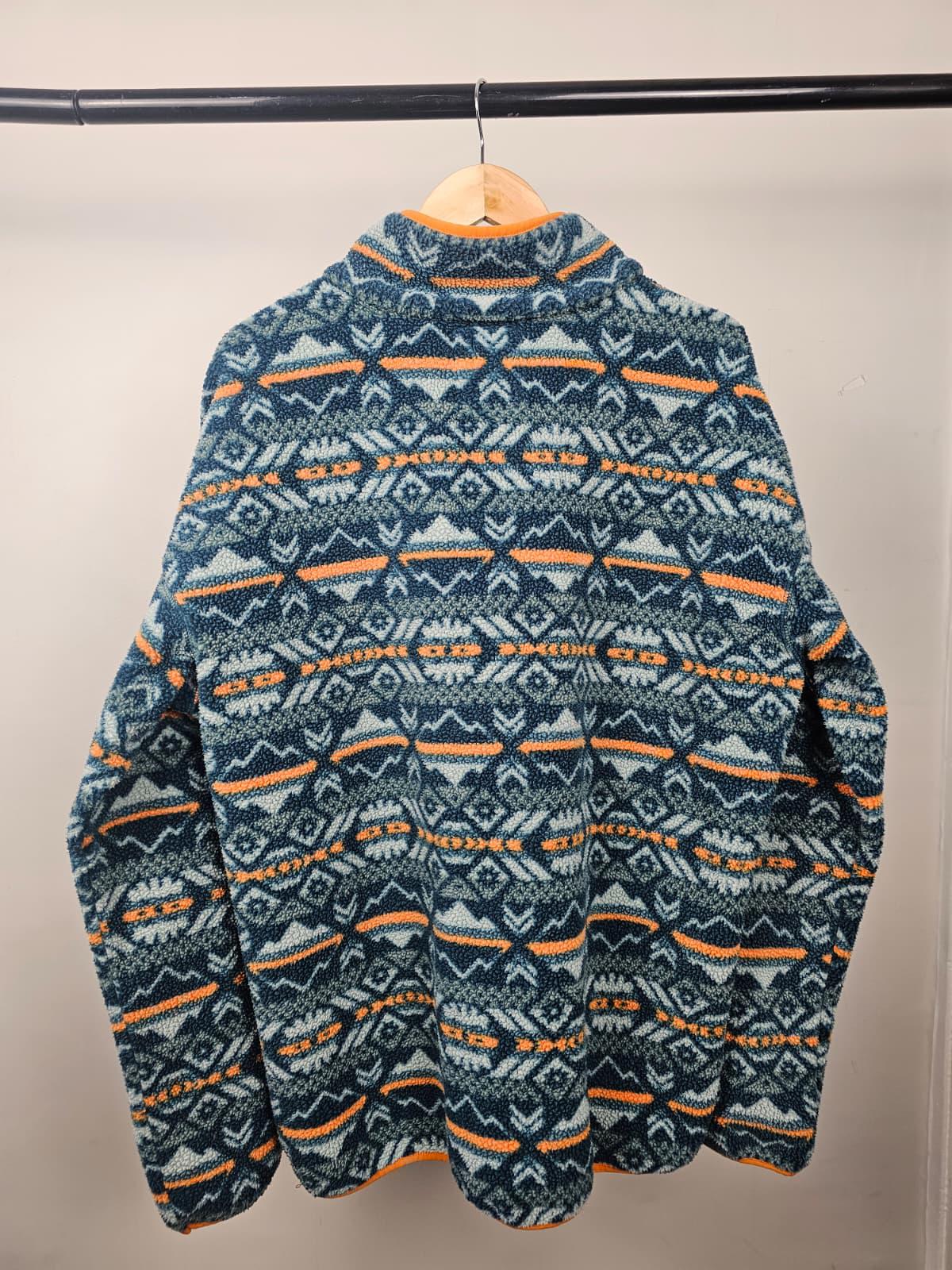 Columbia Mens Aztec Print Snap Button Pullover Fleece Jumper - L/Large