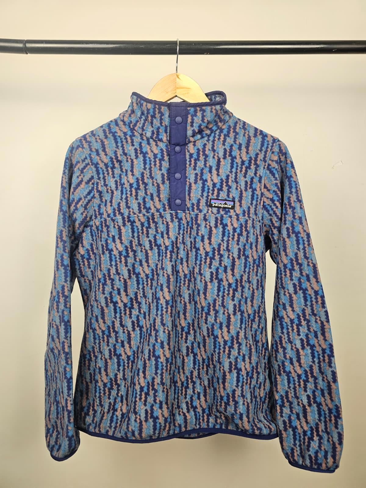 Patagonia Womens Snap Button Pullover Pattern Fleece Jumper - M/Medium