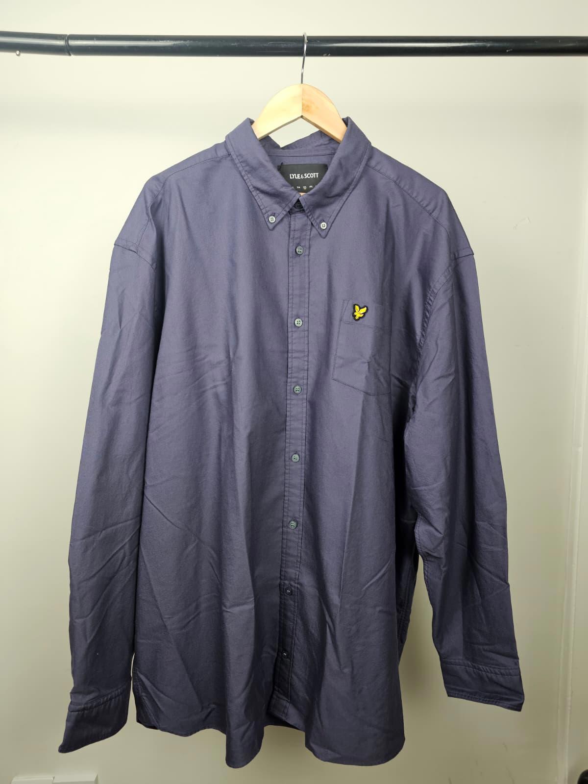 Lyle & Scott Mens Oxford Style Long Sleeve Button Up Shirt - XXXL- Dark Purple