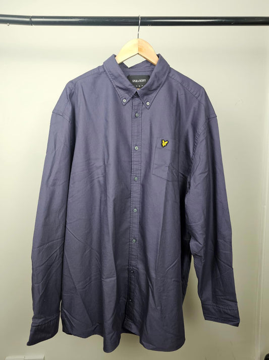 Lyle & Scott Mens Oxford Style Long Sleeve Button Up Shirt - XXXL- Dark Purple