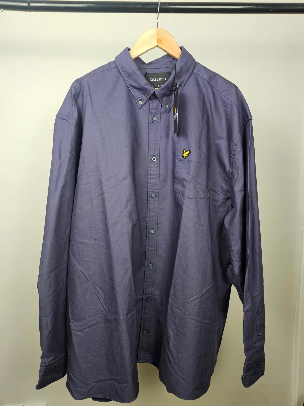 Lyle & Scott Mens Oxford Style Long Sleeve Button Up Shirt - XXXL- Dark Purple