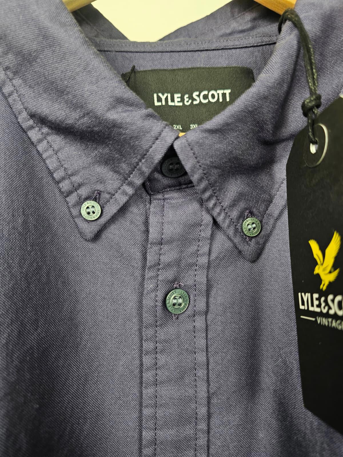 Lyle & Scott Mens Oxford Style Long Sleeve Button Up Shirt - XXXL- Dark Purple