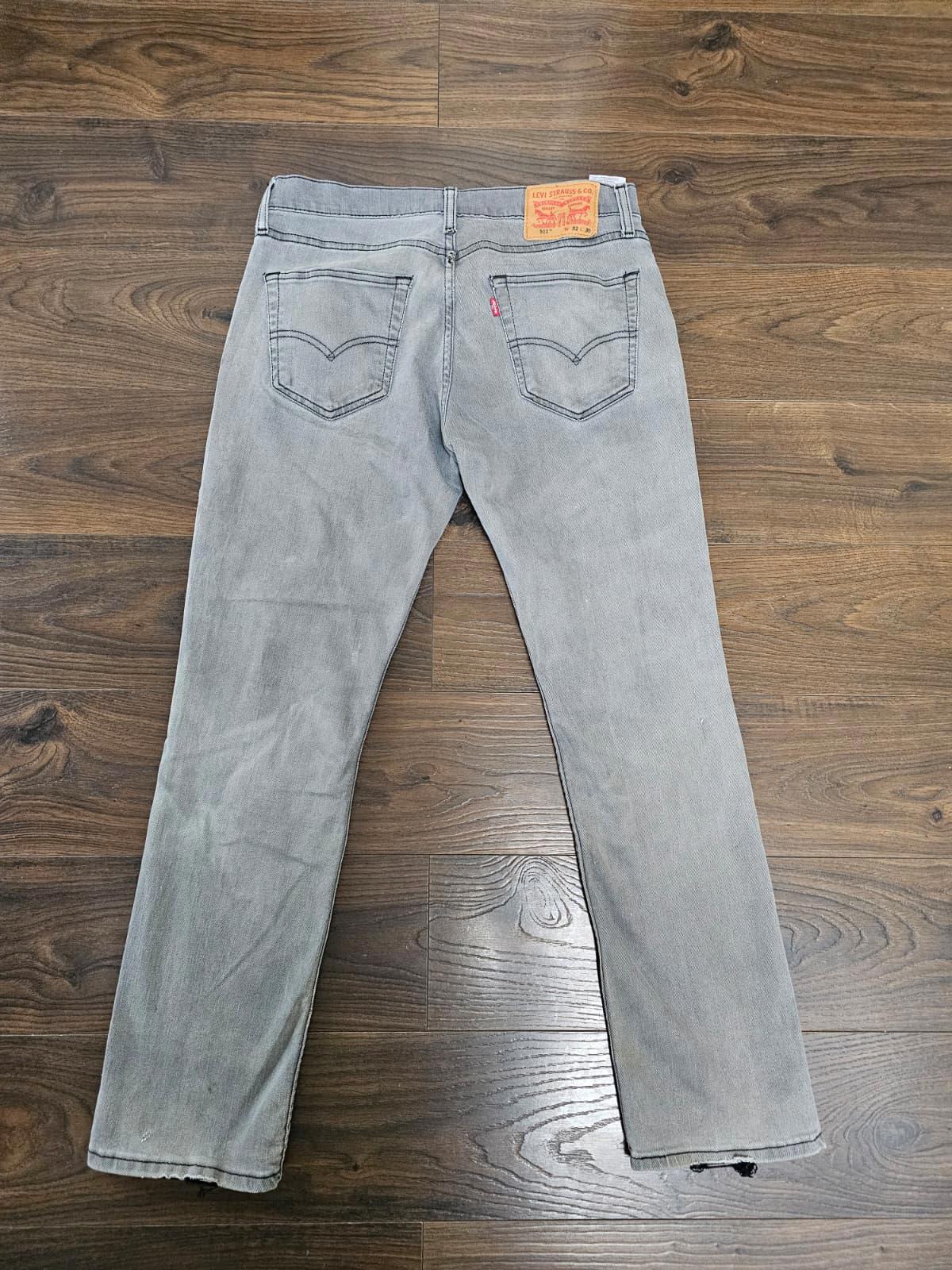 Levi's Mens Grey Jeans 511 Slim Fit - W32/28L Denim Trousers Bottoms