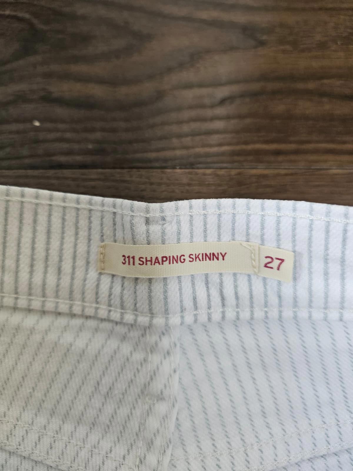 Levi's Womens White Pin Striped Jeans 311 Shaping Skinny Fit - W28/30L Denim