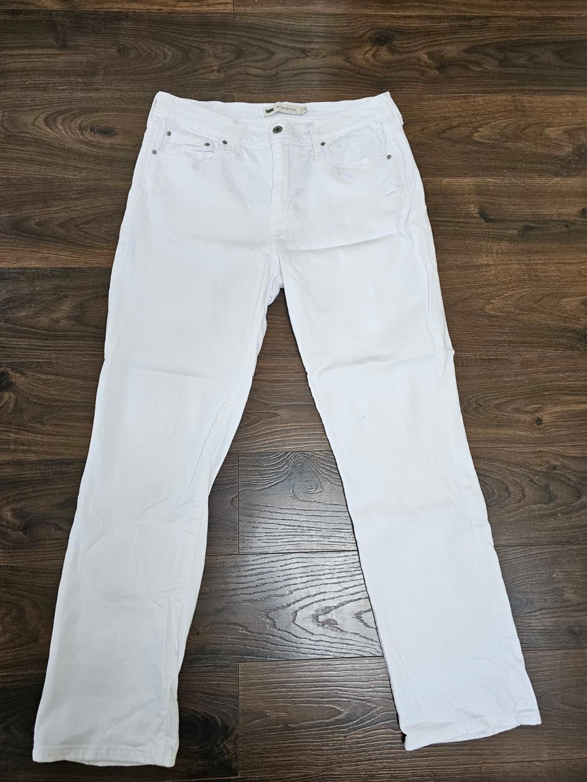 Levi's Womens White Jeans 505 Straight Leg Fit - W32/30L Denim Trousers Bottoms