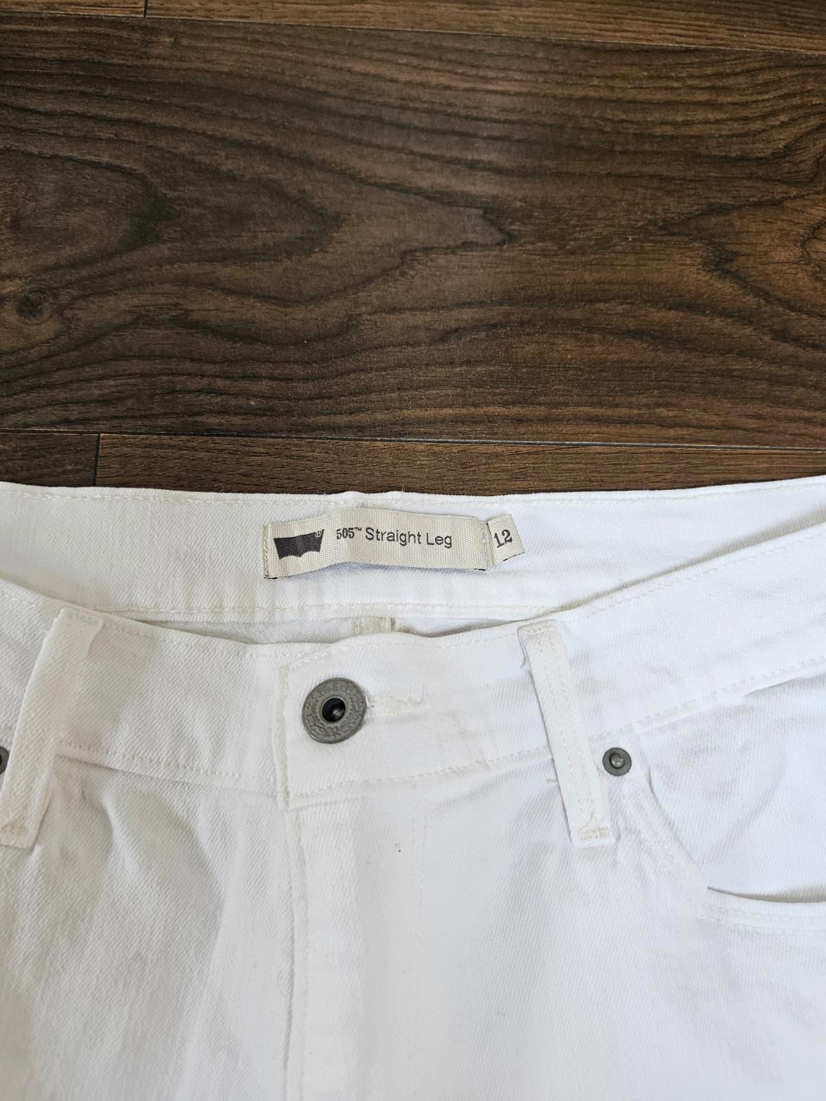 Levi's Womens White Jeans 505 Straight Leg Fit - W32/30L Denim Trousers Bottoms