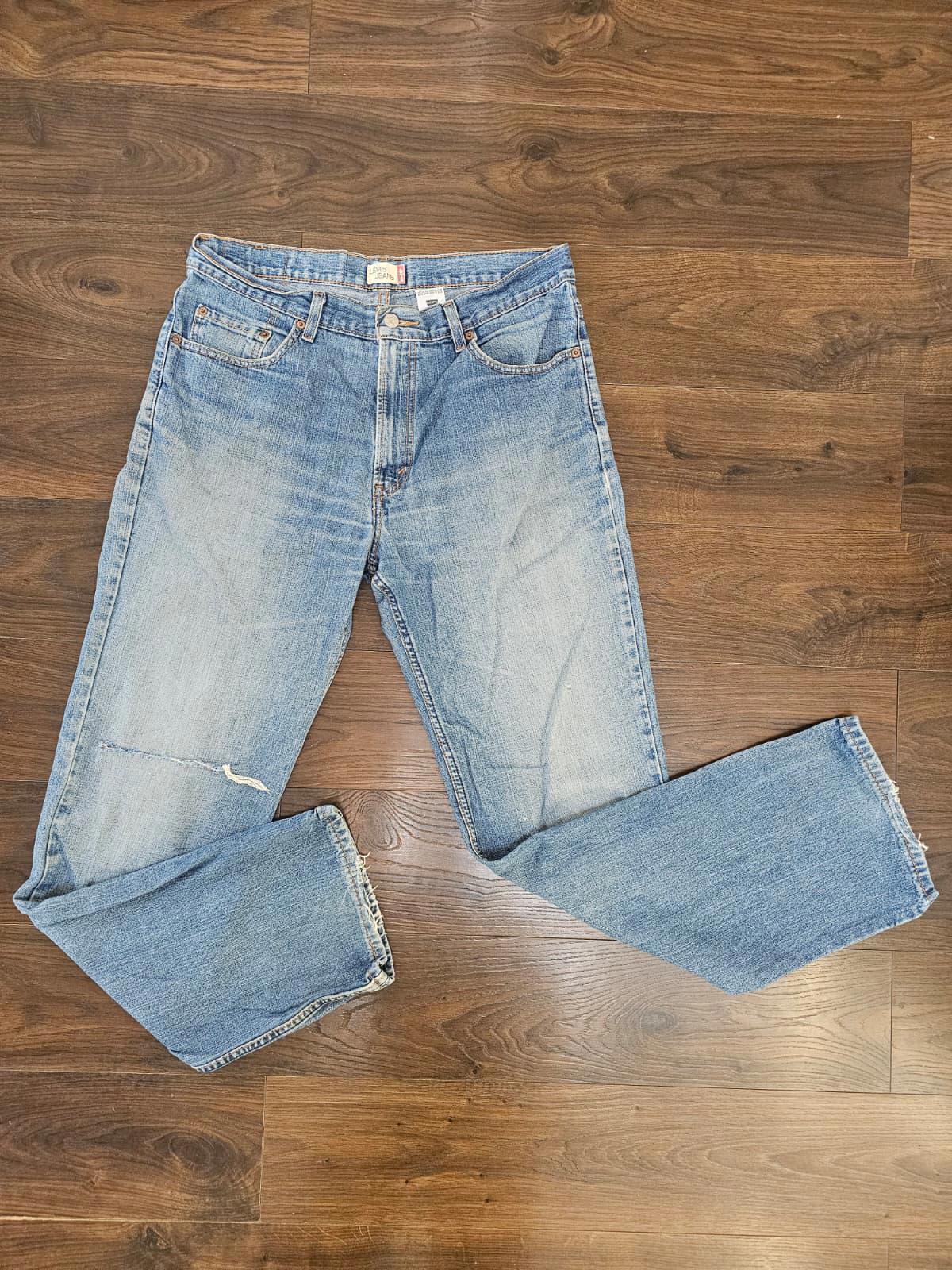 Levi's Mens Y2K Blue Ripped Jeans 528 Straight Fit - W36/34L Denim Trousers Bottoms