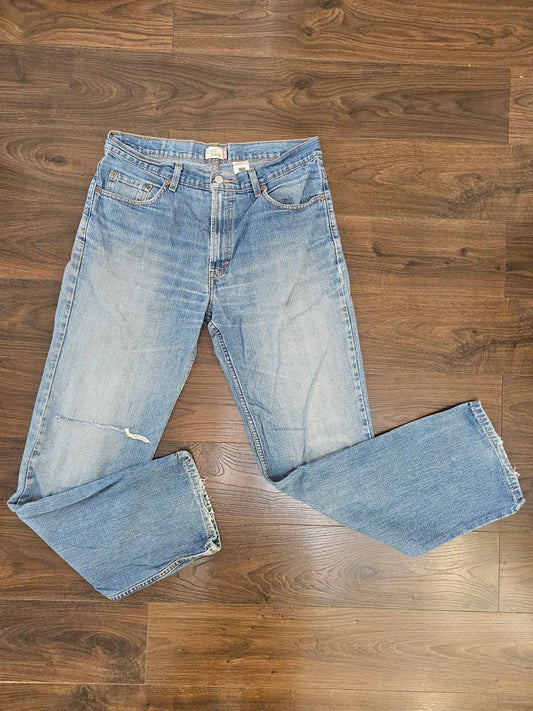 Levi's Mens Y2K Blue Ripped Jeans 528 Straight Fit - W36/34L Denim Trousers Bottoms