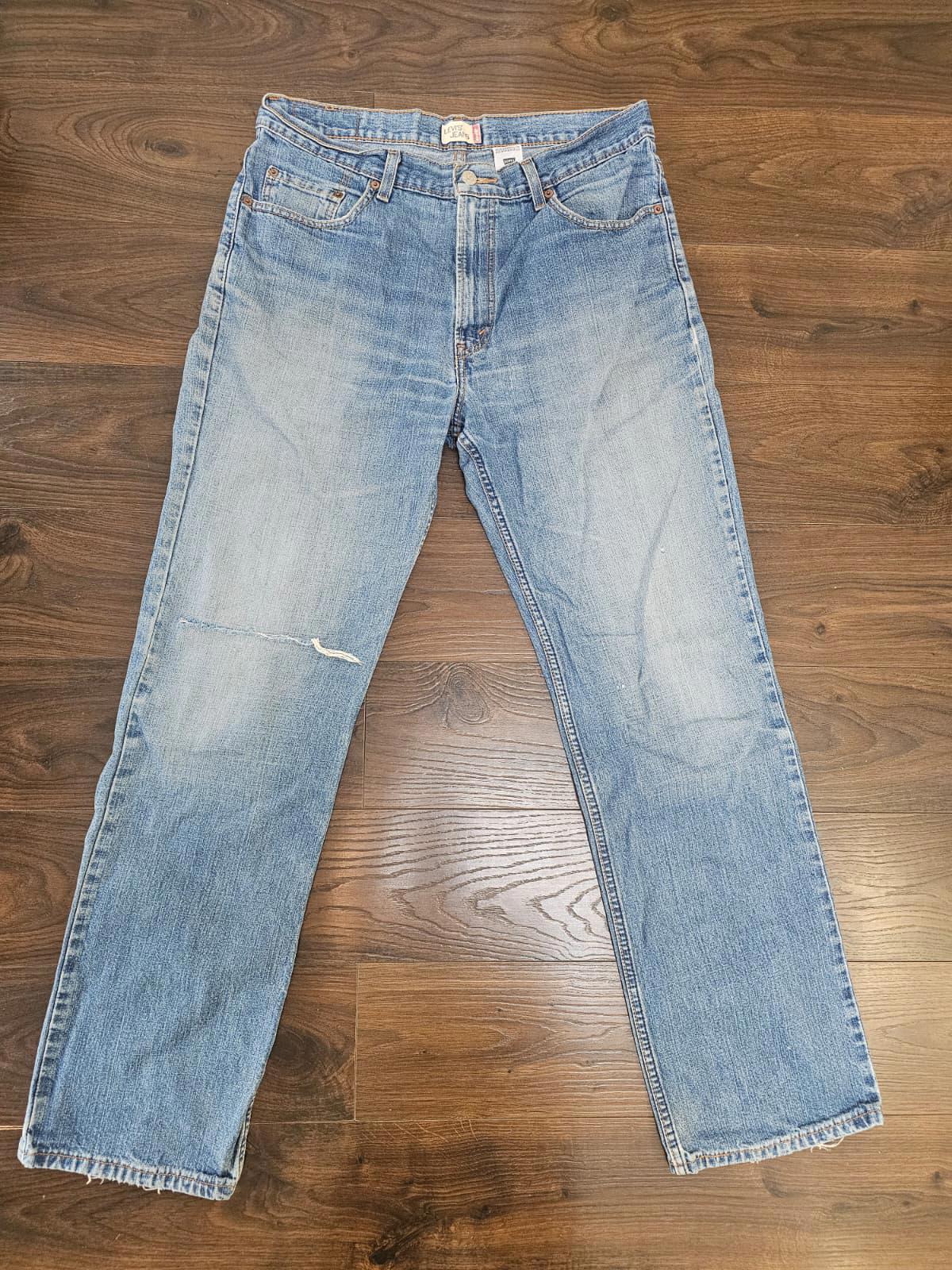 Levi's Mens Y2K Blue Ripped Jeans 528 Straight Fit - W36/34L Denim Trousers Bottoms