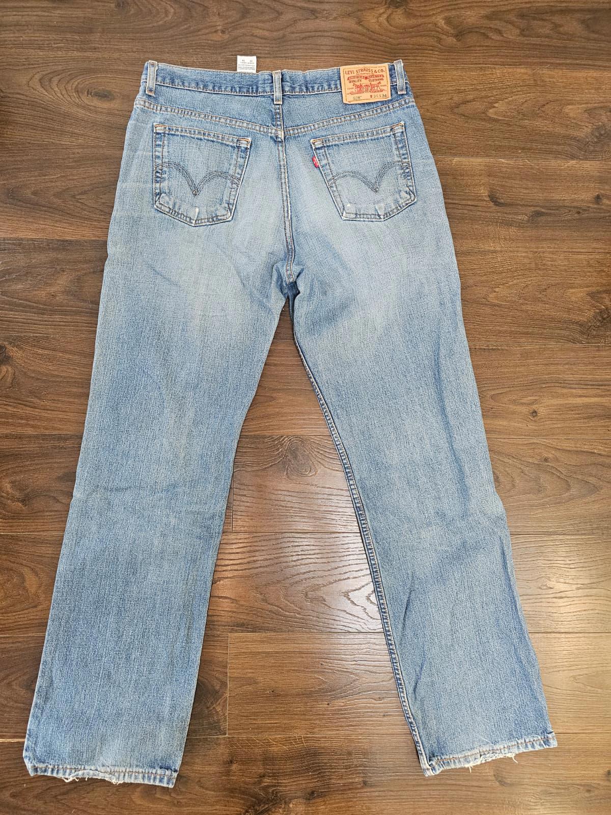 Levi's Mens Y2K Blue Ripped Jeans 528 Straight Fit - W36/34L Denim Trousers Bottoms