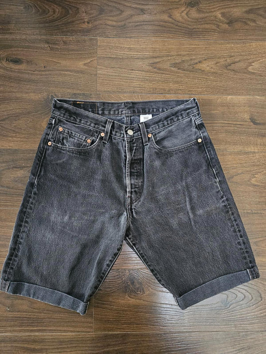 Levi's Mens Black Denim Jean Shorts/Jorts 501 Straight Fit - W30/10L