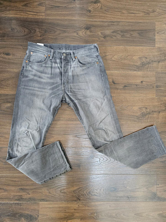 Levi's Mens Grey Jeans 501 Straight Fit - W32/31L Denim Trousers Bottoms