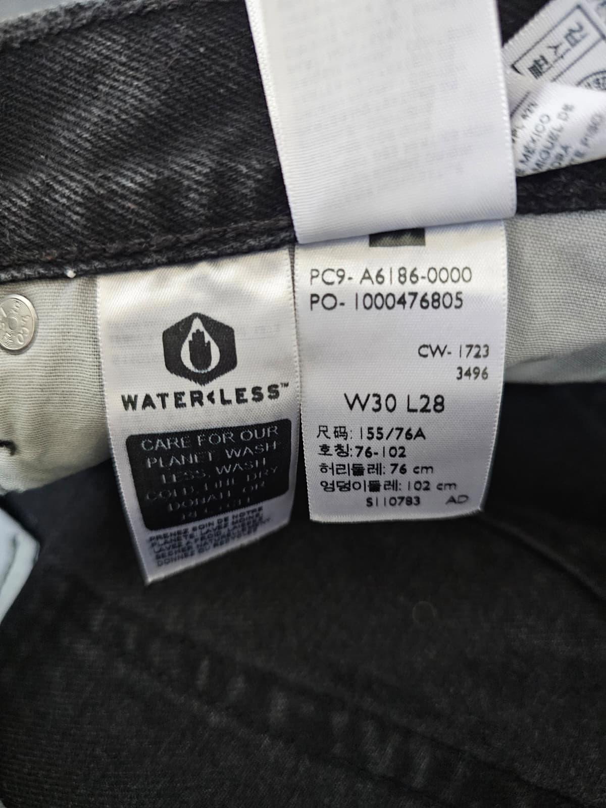 Levi's Mens Black Wax Coated 501 Straight Fit - W30/28L Denim Trousers Bottoms