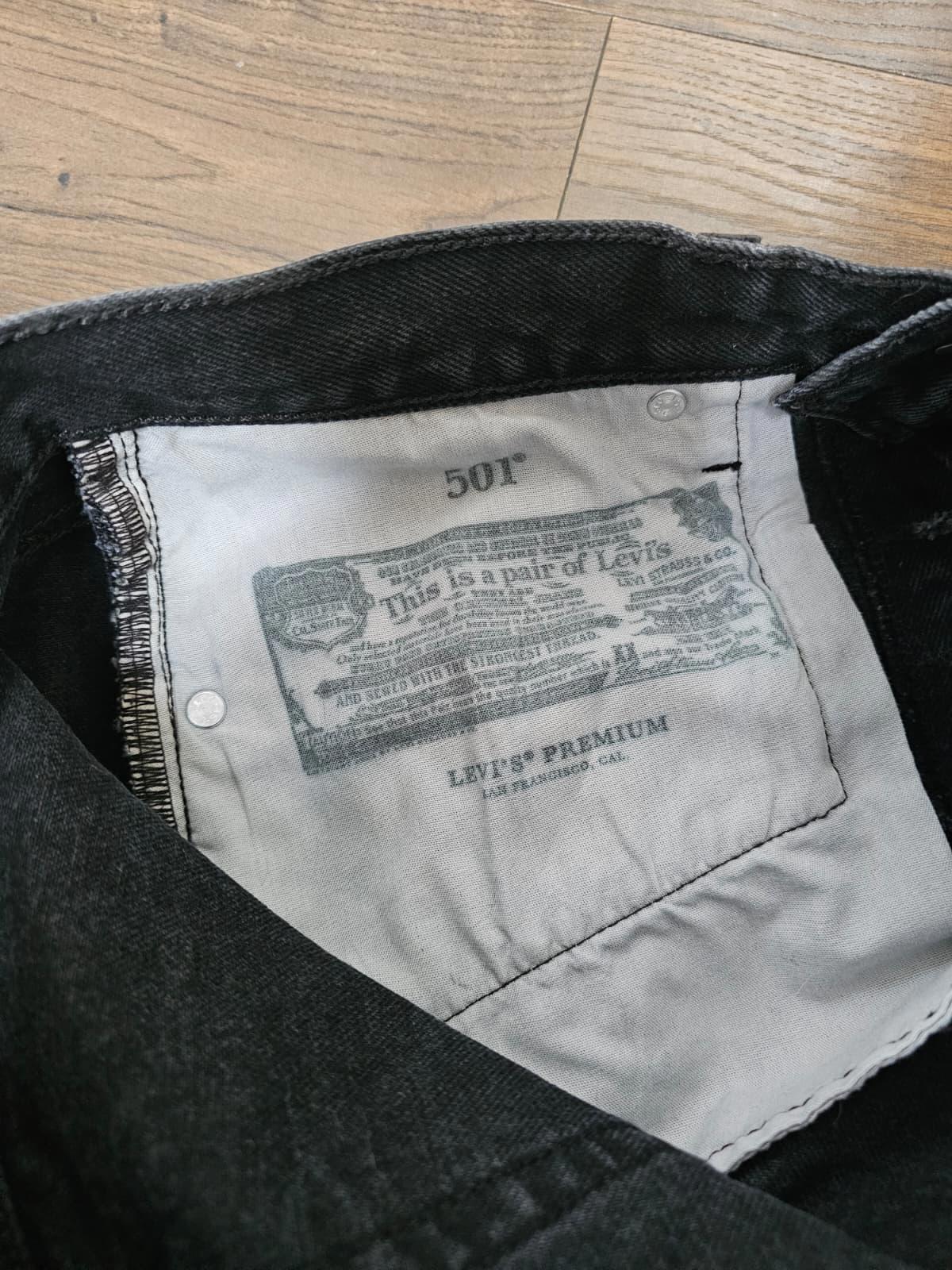 Levi's Mens Black Wax Coated 501 Straight Fit - W30/28L Denim Trousers Bottoms